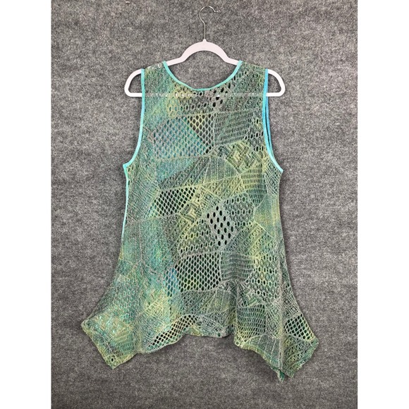 Lily by Firatoglu Tunic Tank Women XL Green Blue Excellent Crochet Sharkbite Hem - Picture 7 of 12